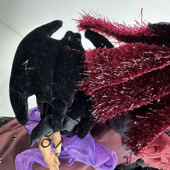 Vintage Dan Dee Collectors Choice Witch Table Top Tree Purple Dress Bat Broom - Picture 5 of 12